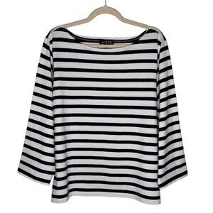 NWOT JCREW MARINER BOATNECK T-SHIRT WOMAN'S SZ 2X PLUS NAVY IVORY STRIPE